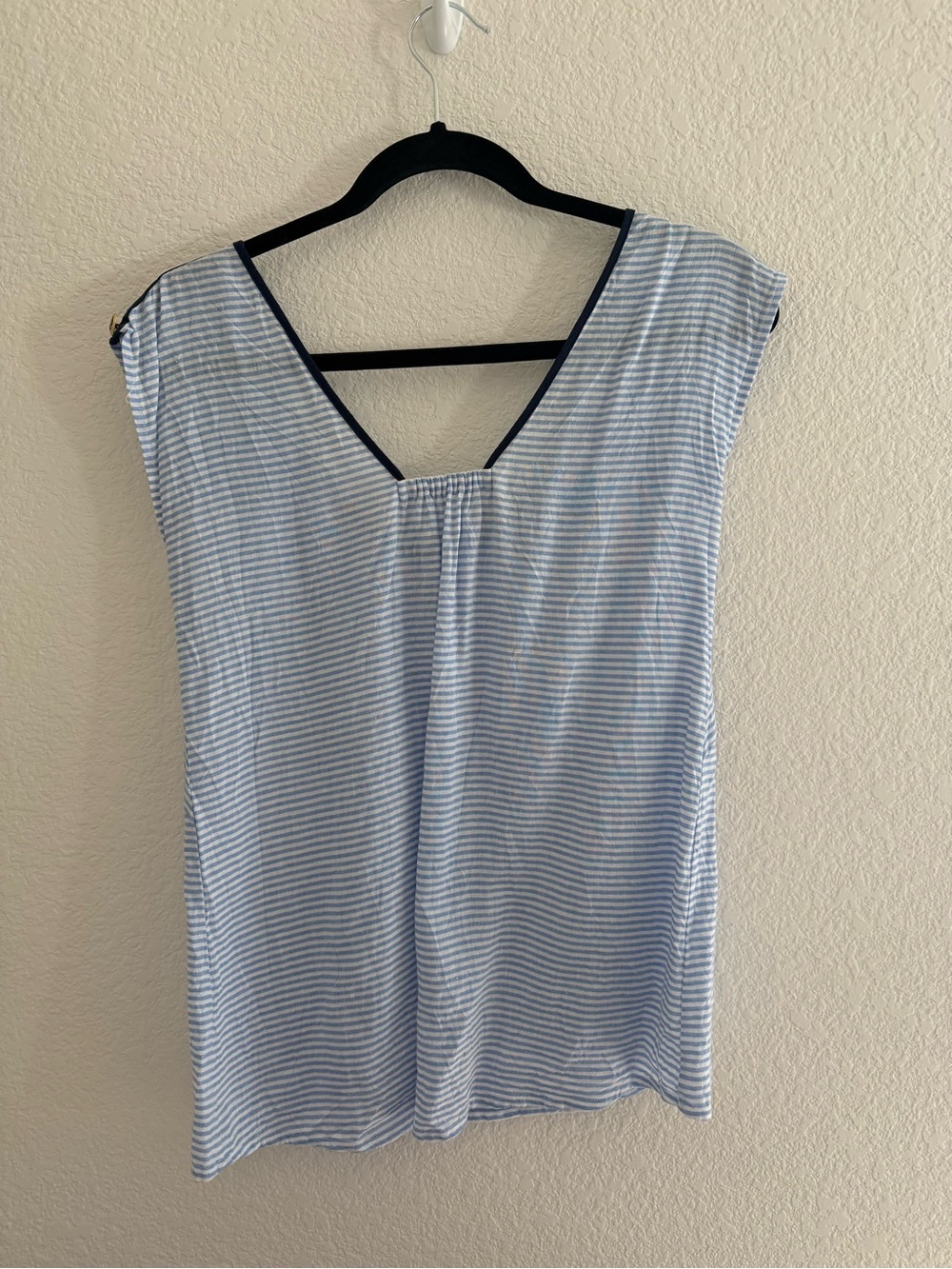CAbi Light Blue & White Striped V-Neck Tunic Top